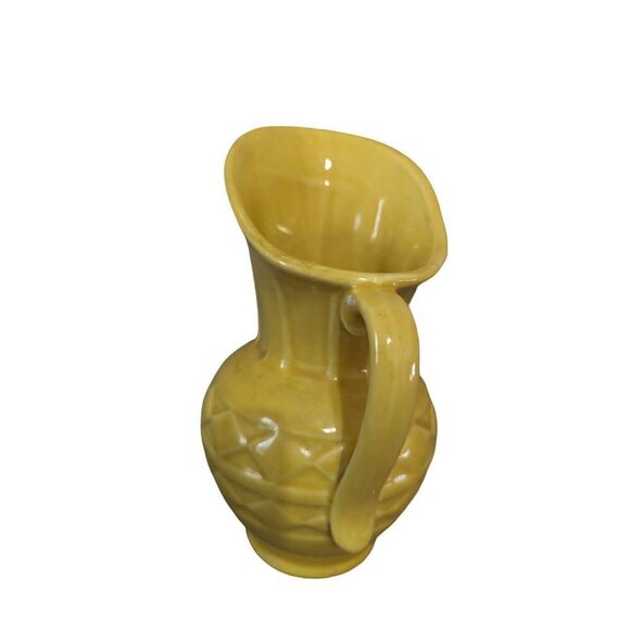 Vintage Pitcher yellow USA 808  home decor accents Farmhouse 8 in - Picture 3 of 10